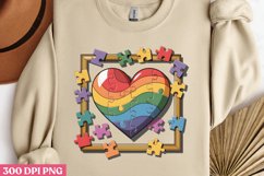 Rainbow Heart Autism PNG, Autism Sublimation PNG Product Image 2