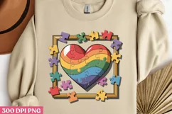 Rainbow Heart Autism PNG, Autism Sublimation PNG Product Image 2