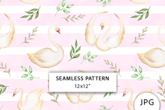 Swan Seamless Pattern, Romantic Digital Paper Product Image 1
