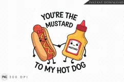 Cute Hotdog And Mustard Couple Sublimation Png