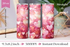Love Hearts Tumbler Wrap, Glitter Tumbler Sublimation PNG Product Image 1