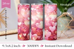 Love Hearts Tumbler Wrap, Glitter Tumbler Sublimation PNG Product Image 1