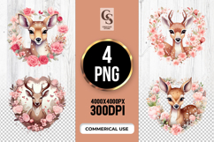 Floral Deer Clipart Sublimation PNG Product Image 1