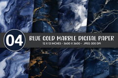 Blue Gold Marble Digital Paper Product Image 1