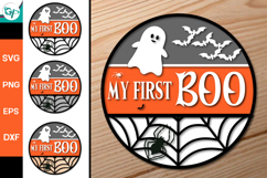 My First Boo Round Sign SVG | Halloween Door Hanger SVG Product Image 1