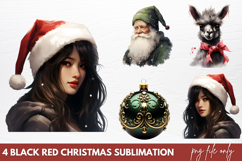 Black Red Christmas Sublimation PNG Product Image 1
