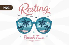 Resting beach face PNG, Summer PNG Sublimation Design Product Image 1