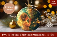Christmas Angel Ornament, Christmas Night Round Ornament Product Image 1