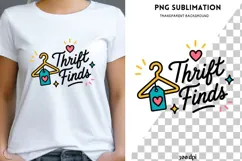 Thrift Finds PNG, Vintage Thrifting Clipart, Secondhand Product Image 1
