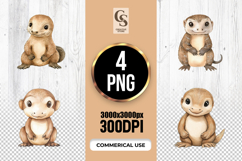 Cute Baby Otter Watercolor Clipart Sublimation PNG Product Image 1