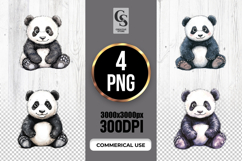 Cute Baby Panda Watercolor Clipart Sublimation PNG Product Image 1