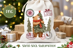 Christmas Bear Santa Sack PNG, Christmas Tree Gift Bag Product Image 1