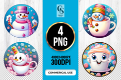 Cute Snowman And Cup Clipart Sublimation PNG Product Image 1