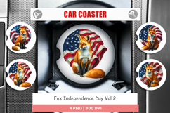 Car Coaster Fox 4th of July Product Image 1