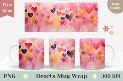 Love Hearts Mug Sublimation PNG, Valentine's Day Mug Design Product Image 1
