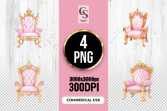 Watercolor Pink Royal Throne Clipart Sublimation PNG Product Image 1