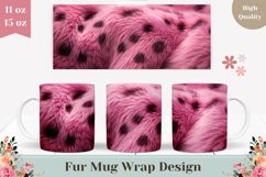 Pink Leopard Mug Template, Pink Fur Mug Design, Fur Texture Product Image 1