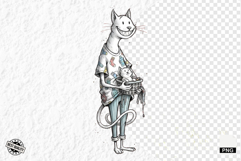 Whimsical Cat Mom With Kitten Clipart Product Image 1