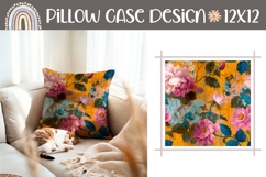Vintage Yellow Pillow Design, Vintage Flowers Pillow Case Product Image 1