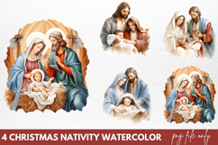 Christmas Nativity Watercolor Clipart PNG Product Image 1