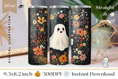 Cartoon Ghost Tumbler Wrap Design, Fantasy Tumbler Template Product Image 1