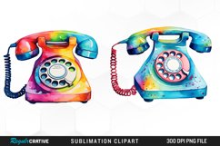 Watercolor Rotary Telephone Sublimation PNG Clipart Product Image 1
