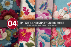 3D Floral Embroidery Digital Paper Product Image 1