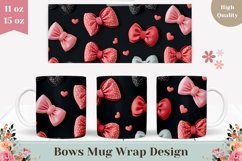 Pink Bows Mug Wrap Design, Love Hearts Mug Template Product Image 1