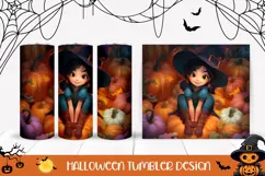 3D Halloween Witch Tumbler, Colorful Pumpkins Tumbler Design Product Image 1