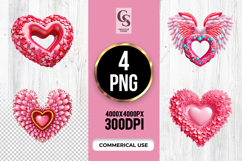 Decorative Heart Shape Wreath Clipart Sublimation PNG Product Image 1