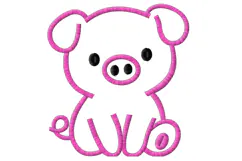 Cute Baby Pig Embroidery Design Product Image 2