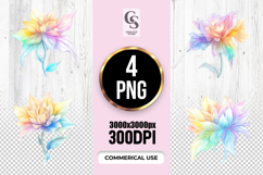 Rainbow Pastel Fantasy Flower Illustration Clipart PNG Product Image 1