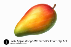 Lush Apple Mango Watercolor Fruit PNG tropical summer juicy Product Image 1
