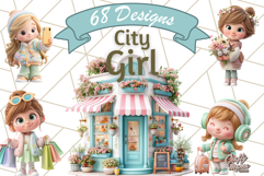 Kawaii City Girl PNG Clipart, Soft Dreamy Style Clip Art Product Image 1