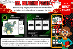 Eel Coloring Pages worksheet activities classroom Christmas Product Image 1
