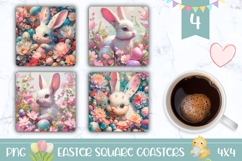 Colorful Easter Square Coaster Designs, Floral Coasters Product Image 1