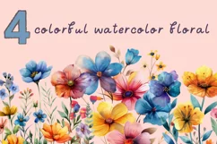 Watercolor flowers, Colorful Floral Sublimation Product Image 1