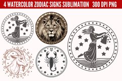 Watercolor Zodiac Signs Clipart Bundle PNG Product Image 2
