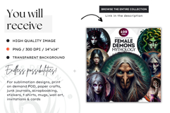 Mythological Female demon clipart, demoness spirit PNG Product Image 2