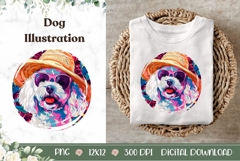 Summer French Lapdog Illustration, Summer Dog PNG Product Image 1