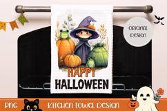 Cartoon Halloween Frog Towel Design, Happy Halloween PNG Product Image 1