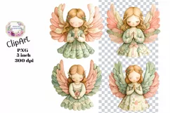 Christmas, Angels, Ephemera, PNG, watercolor, Clipart Product Image 1
