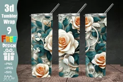3D Floral Tumbler Wrap, 3D Embroidered Flowers 20 oz Tumbler Product Image 1