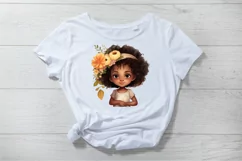 Cute Afro Black Girl clipart, Black Floral Girl clipart Product Image 8