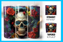 3D Floral Skull Tumbler Wrap 20oz Sublimation Tumbler Design Product Image 7