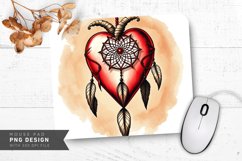 Boho Dreamcatcher Heart Mouse Pad PNG Design Product Image 1
