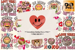 Valentine Smiley Faces PNG Bundle - 9 Designs Product Image 1