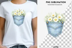 Denim pocket daisies png design for T-shirts Product Image 1