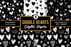 Black &amp; White Golden Hearts Pattern Product Image 1