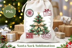 Cozy Christmas Tree Santa Sack, Watercolor Christmas Tree Product Image 1